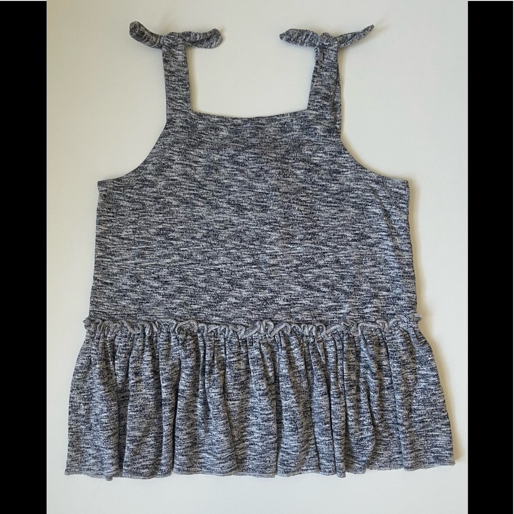 J. Crew Crewcuts Girls’ Marled Ruffle-trim Tank Top in Supersoft Jersey in Navy